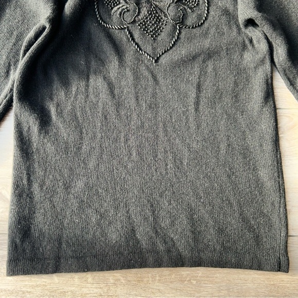 Vintage Tamra Black  Wool Angora Blend Beaded Sweater - Picture 7 of 15